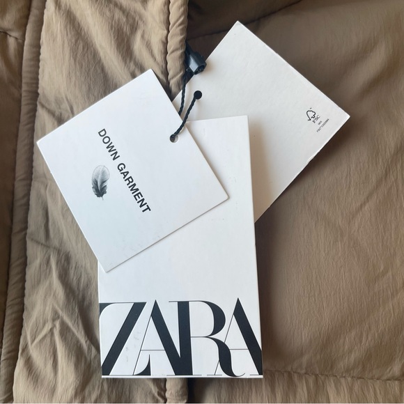 🆕 NWT Zara - Puffer Jacket Selected Thermal Edition Down - XS in Taupe - Picture 10 of 13